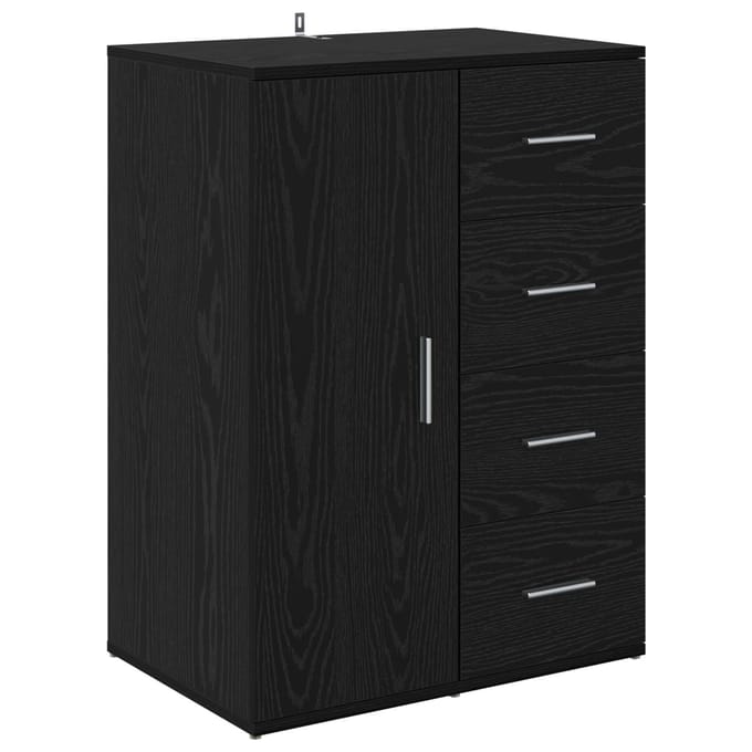vidaXL Dressoir Zwart Eiken 59 x 39 x 80 cm Bewerkt hout