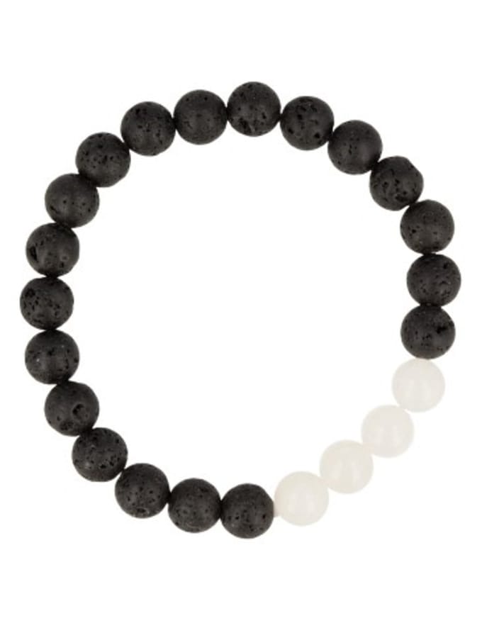 Kralenarmband Lavasteen / Jade wit