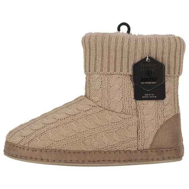 Apollo Dames Pantoffels Kabel Patroon Taupe - Maat 39/40