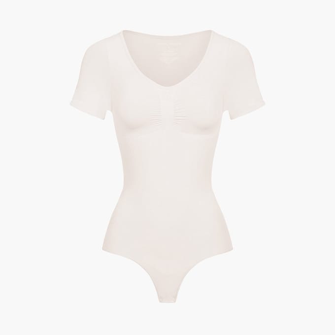 cfab - T-shirt bodysuit corrigerende shapewear met string-sand-s - Corrigerende Body - Naadlos - corrigerend ondergoed dames