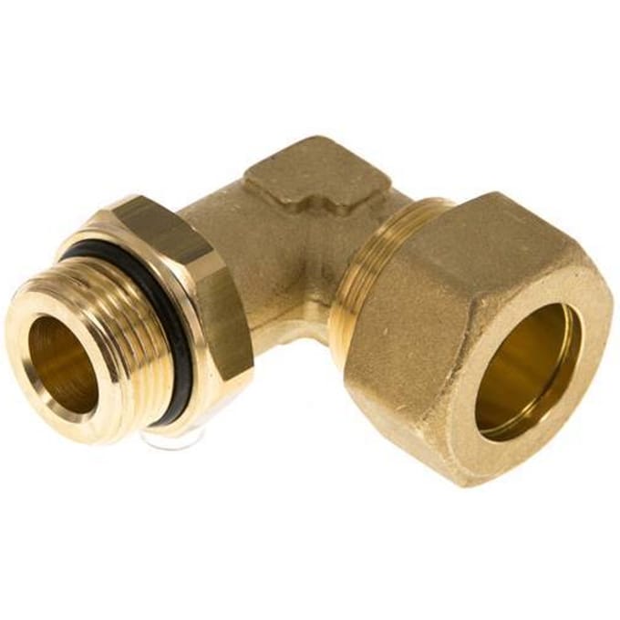 22mm & G3/4'' Messing L-Vorm Knelfitting Buitendraad 54bar NBR Verstelbaar DIN EN 1254-2