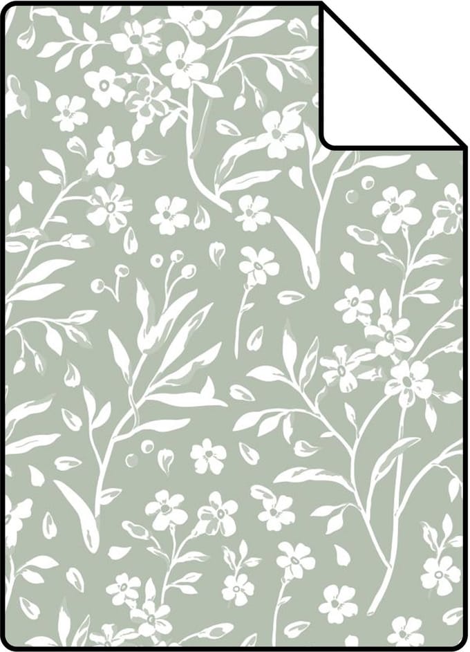 Proefstaal ESTAhome behang bloemetjes mintgroen - 26.5 x 21 cm - 139879-S