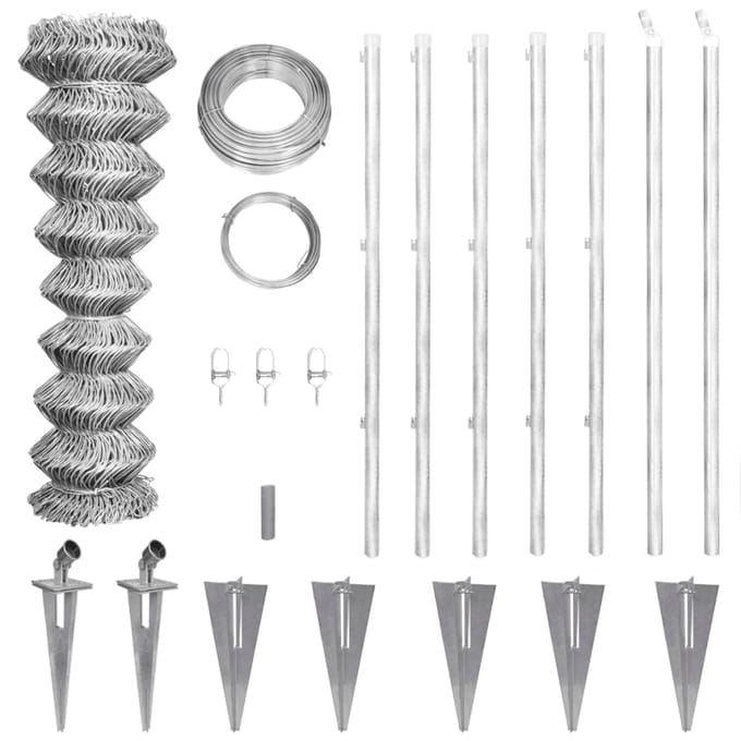 vidaXL - Gaashek - met - palen - 15x0,8 - m - gegalvaniseerd - staal