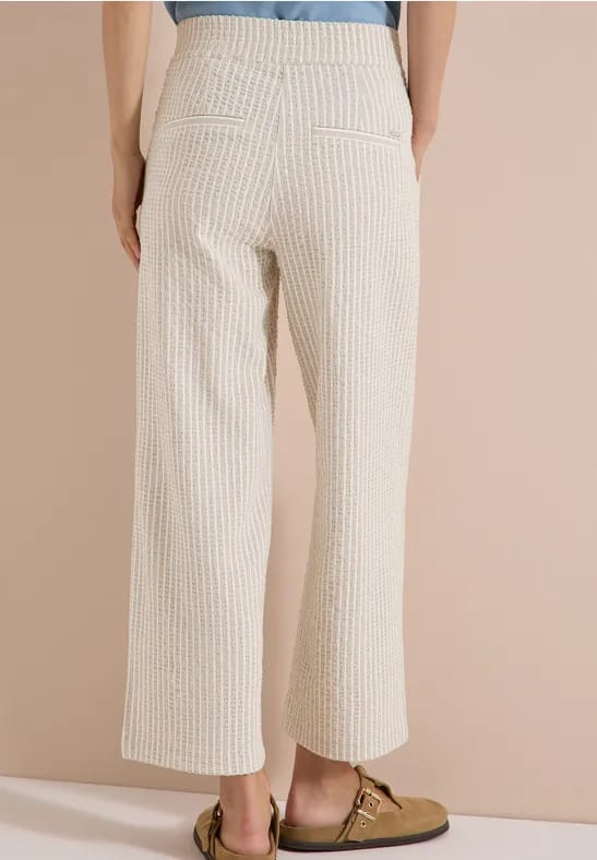 7/8 Wide Leg broek in seersucker stof