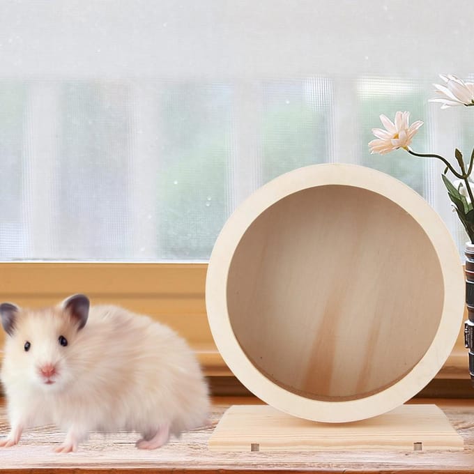 Hamster Kleine Huisdieren Houten Huis Grappig Wiel Rennen Rust Nest Spelen Oefenspeelgoed(S) Small beige