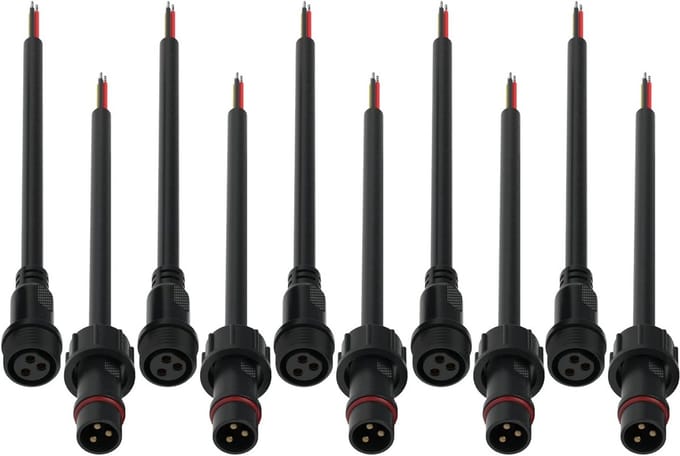 5 Paar 3-pins IP65 Waterdichte Elektrische Connectoren met 20cm Verlengkabels