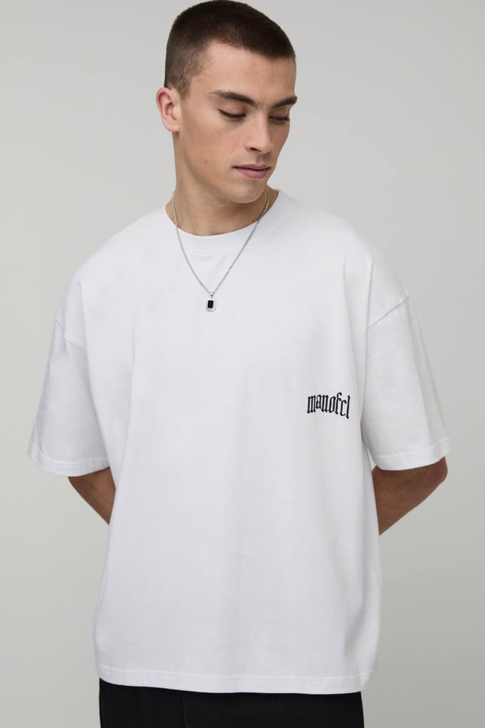 Oversized Boxy T-shirt Met Woestijnlandschap Print | White | Size Large