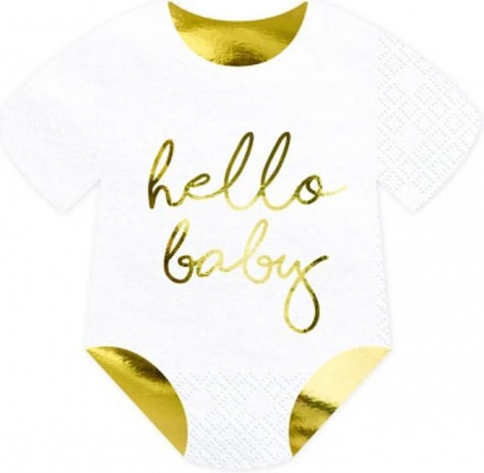 PartyDeco - Servetten - Hello Baby - Rompertje