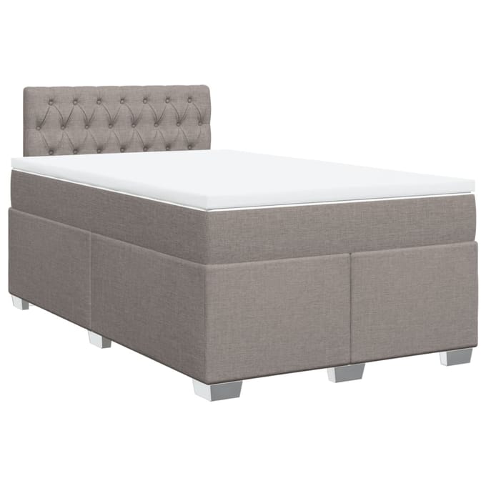 vidaXL - Boxspring - met - matras - stof - taupe - 120x190 - cm