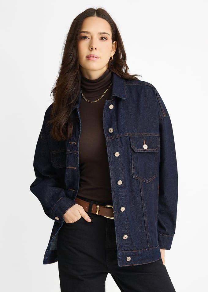 Donker indigo denim truckerjack
