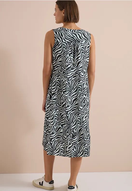Midi-jurk met V-hals en zebraprint