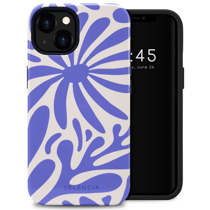 Selencia Hoesje - Geschikt voor Apple iPhone 13 - Backcover - Modern Bloom Sapphire Blue