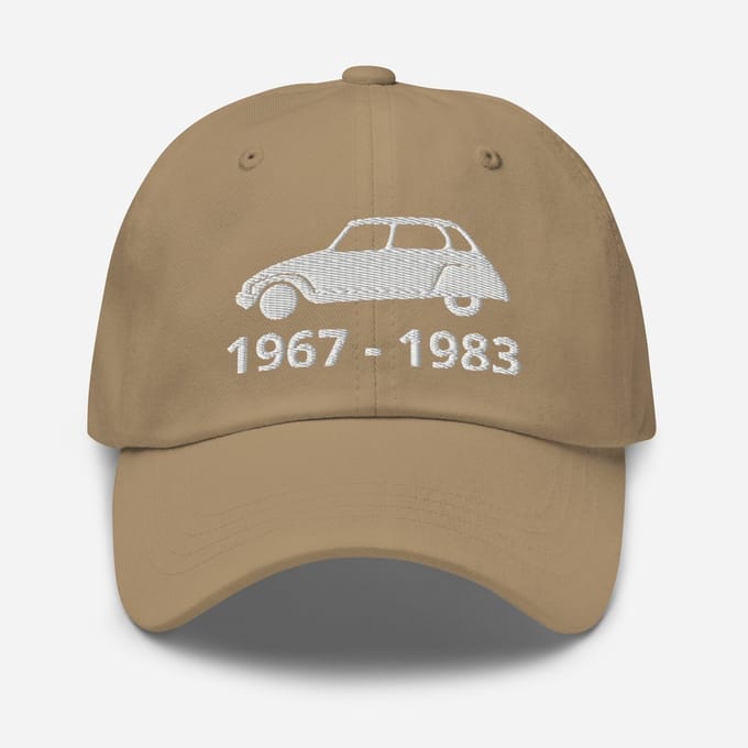 De2pktjes - Geborduurde Citroën Dyane pet met productieperiode - Khaki