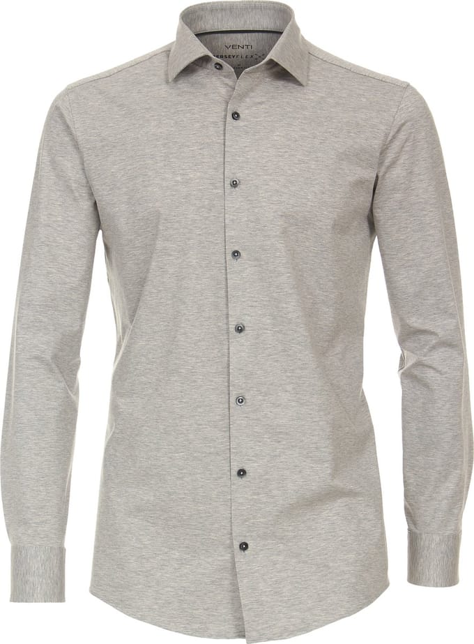 VENTI modern fit overhemd - jersey - grijs - Strijkvriendelijk - Boordmaat: 48