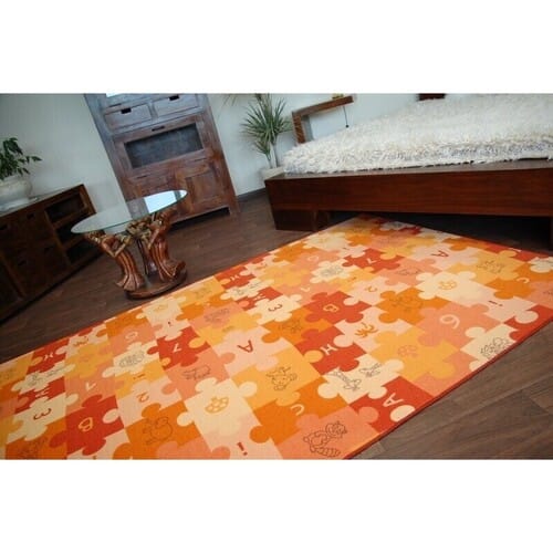 Kleden Rugsx Kindertapijt PUZZLE oranje 100x150 cm