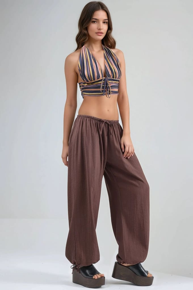 Elastische Broek met Touwdetail