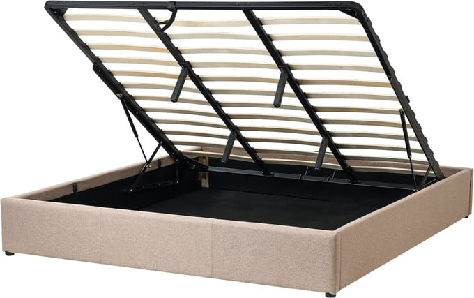 DINAN - Tweepersoonsbed - Lichtbruin - 180 x 200 cm - Polyester