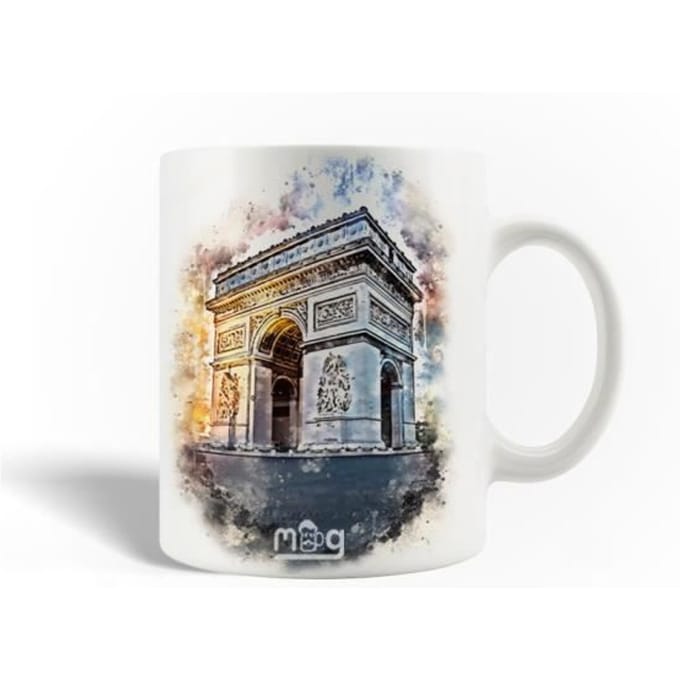 Mug en Céramique - Arc de Triomphe - 30cl - Blanc - Compatible Lave-Vaisselle - Rond