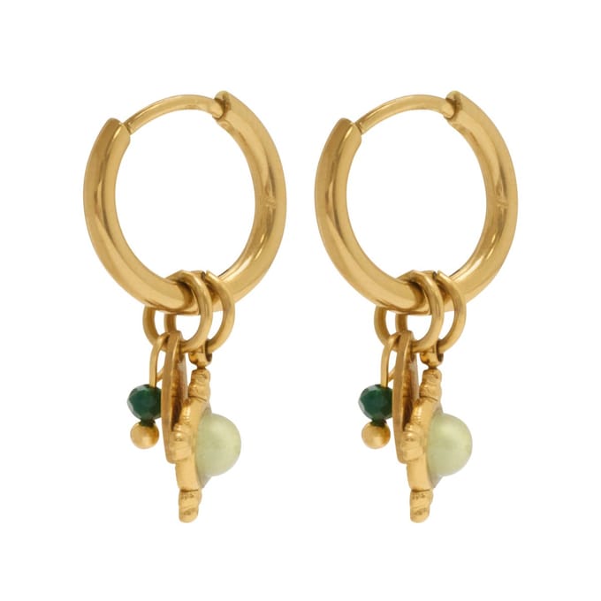Essenza Multiple Green Charms Earrings Gold