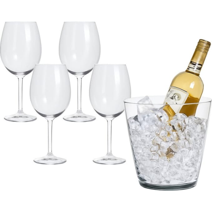 Luxe Kristallen Wijnset – Wijnglazen - Set van 5 – Inclusief Wijnkoeler
