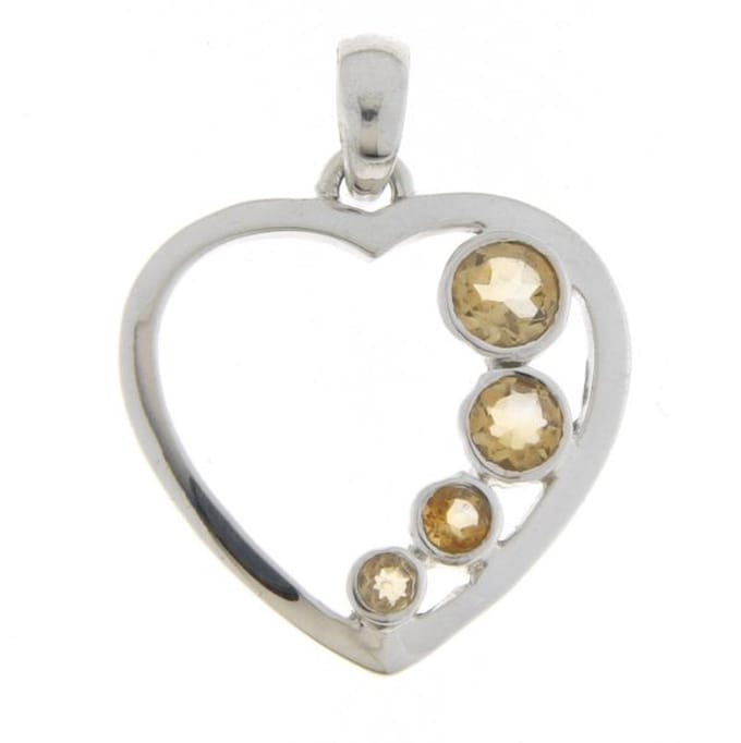 SilverGems Zilveren hart hanger met Citrien edelstenen