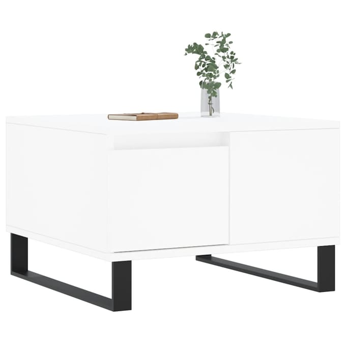 vidaXL - Salontafel - 55x55x36,5 - cm - bewerkt - hout - wit
