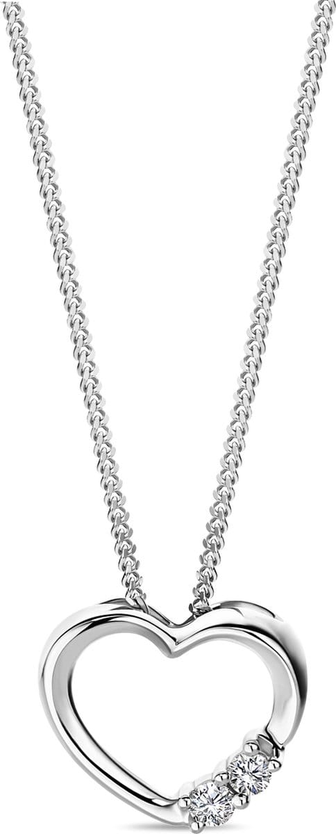 Miore Pure Collier Ketting Dames - 14 Karaat Goud - Met Diamanten - Met Hanger - 45 cm