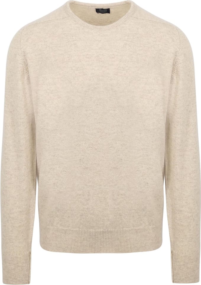 William Lockie Trui Lamswol Linen Beige - Maat XL - Heren - Pullovers