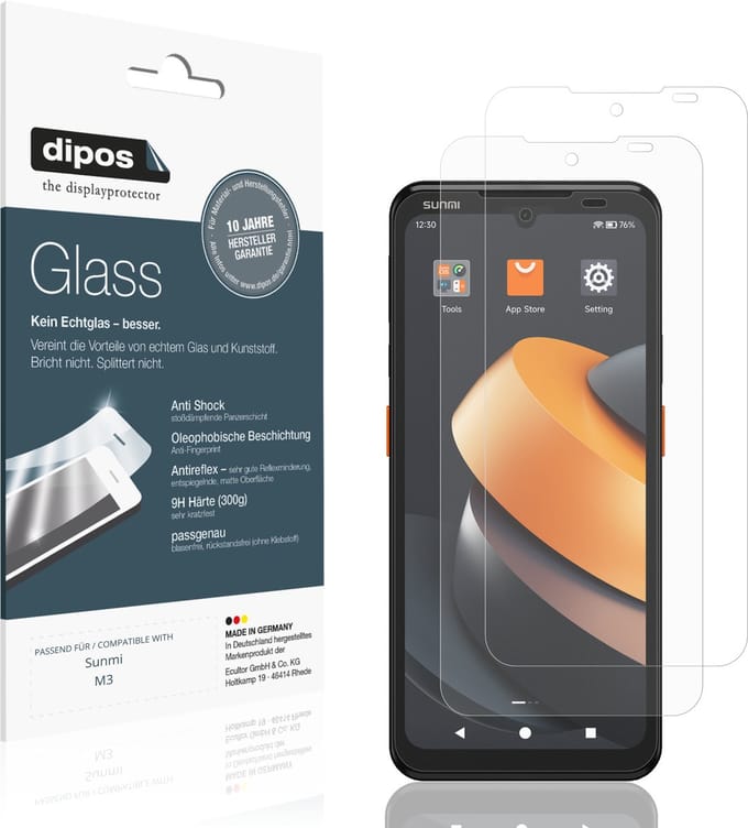 dipos – 2x Matte Pantserfolie geschikt voor Sunmi M3 | 9H Screenprotector