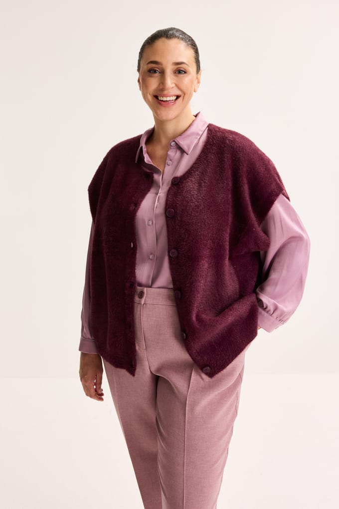Cardigan Met Kapmouw En Ronde Hals