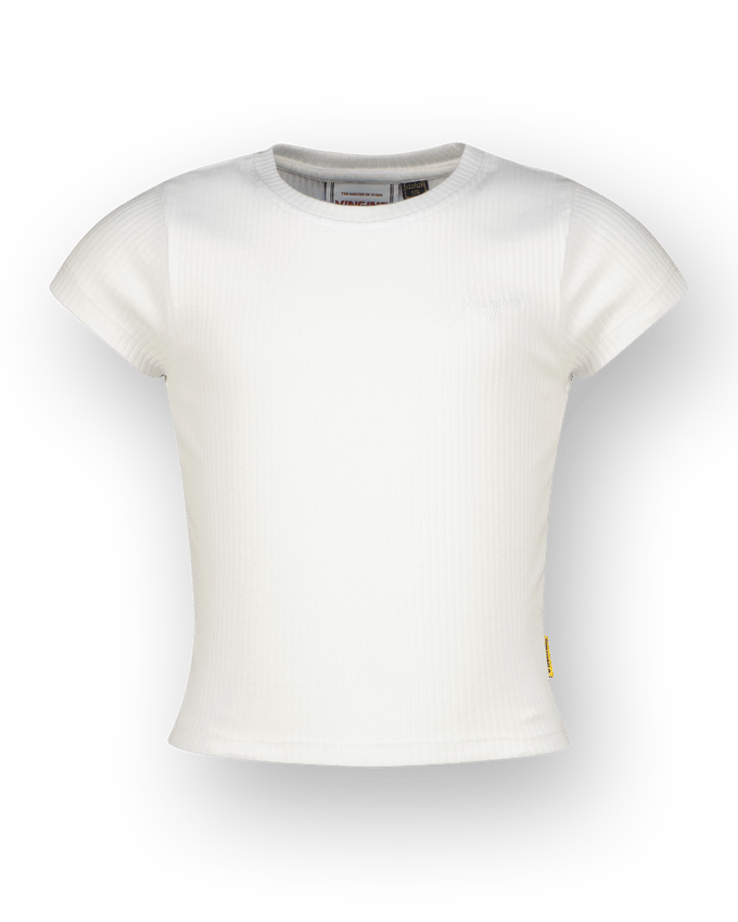 Vingino Girls Basic-crop Rib Tee T-shirt Real White Größe: 2 | T-Shirts Outlet | kids | Weiß