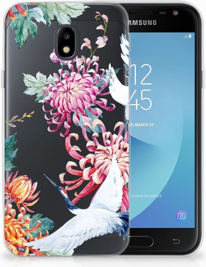 Samsung Galaxy J3 2017 TPU Hoesje Bird Flowers