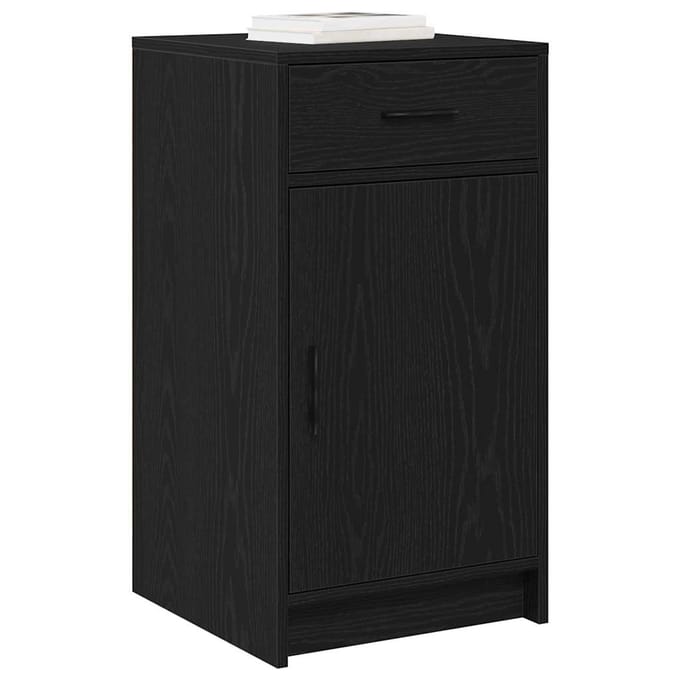 vidaXL - Dressoir - Zwart - Eiken - 40 - x - 40,5 - x - 75 - cm - Bewerkt - hout