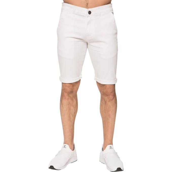 Enzo | Heren Slim Fit Stretch Chino Shorts - Wit