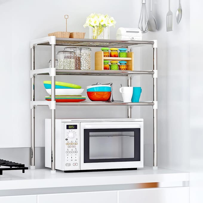 3-laags multifunctionele keukenopslagrek magnetronovenrek 3-Tier gray