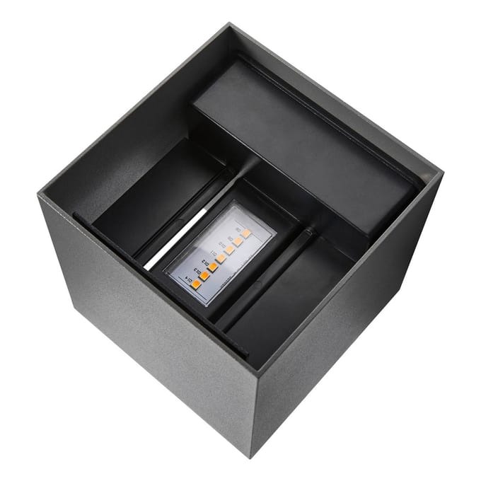 Nordlux LED buiten wandlamp Milda kubi, antraciet, up/down, aluminium