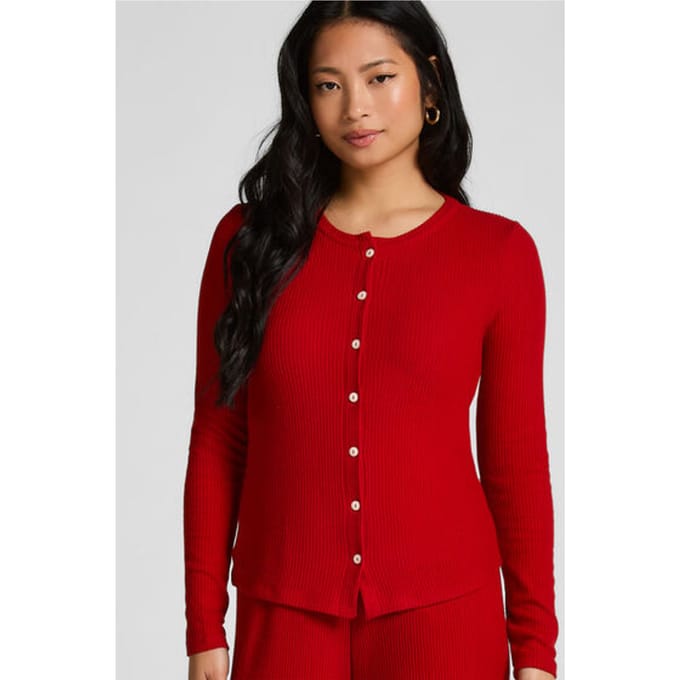 Hunkemöller Geribde Jersey Cardigan Rood