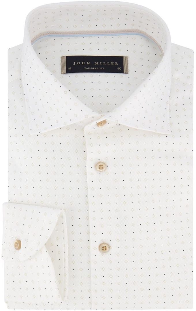 John Miller tailored fit overhemd wit 100% katoen