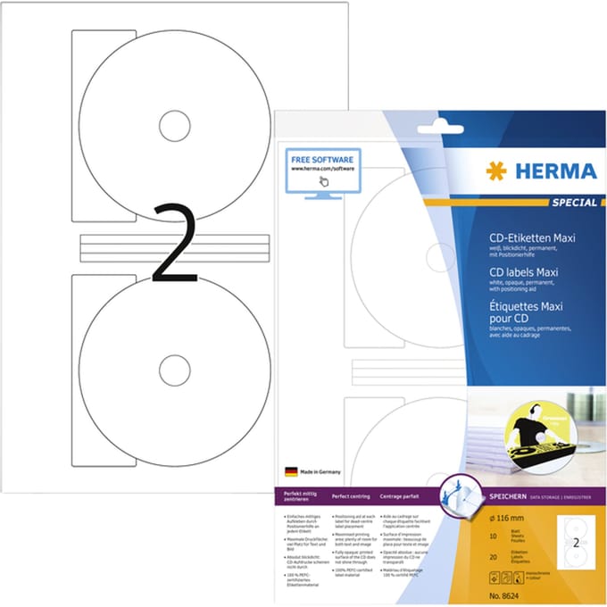 HERMA 8624 Wit Zelfklevend printerlabel printeretiket