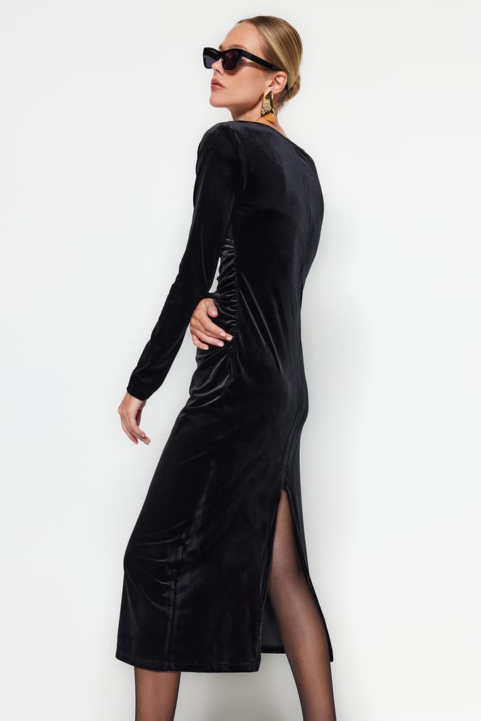 Damesjurken Unifarben Midi Lange Avond-/Dagelijkse Slim Fit Jurken