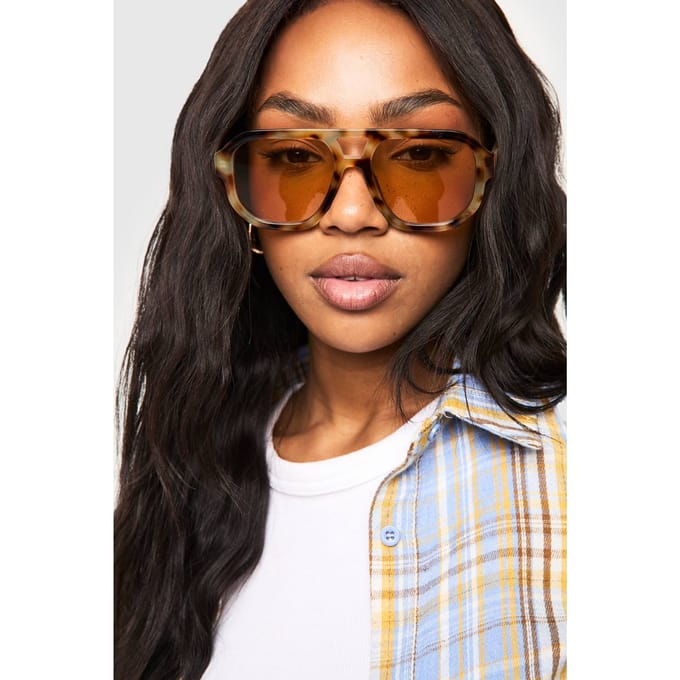 boohoo Dames Oversized Schildpadpatroon Aviator Zonnebril
