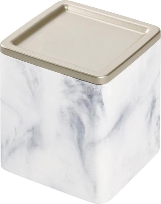 iDesign Opbergbakje badkamer - Wit - Decoratief & Met deksel