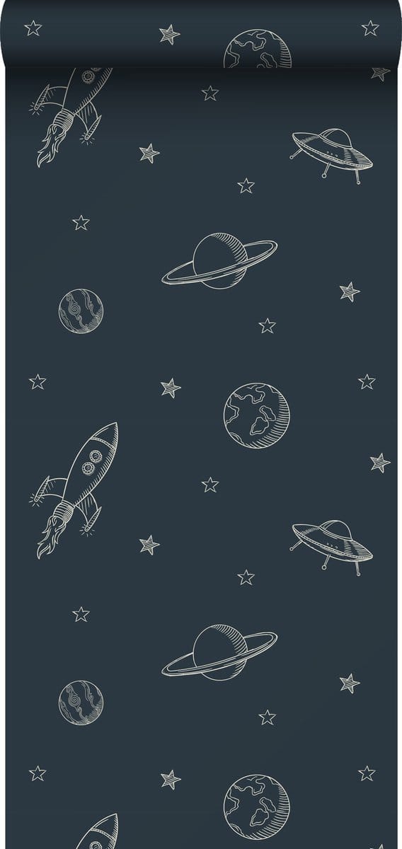 ESTAhome behang planeten in de ruimte donkerblauw - 53 cm x 10.05 m - 139422