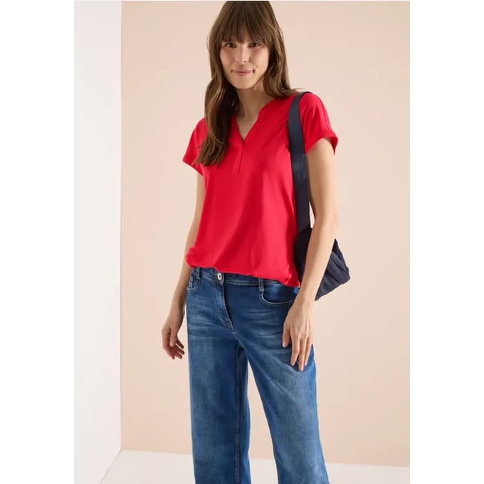 Shirt met tuniek en split aan de hals