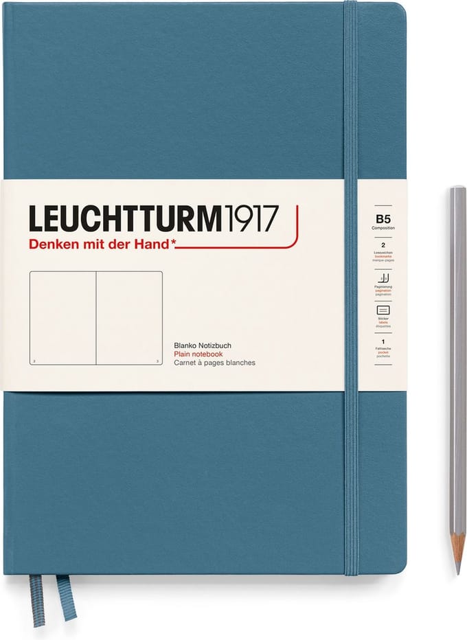 Leuchtturm 1917- Hardcover- B5- 18 x 25.5 cm- Notitieboek - Stone Blue - blanco