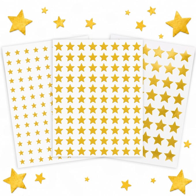 Stickervellen Gouden Sterren - 200 Sterren Stickers Goud - Stickers Kerst