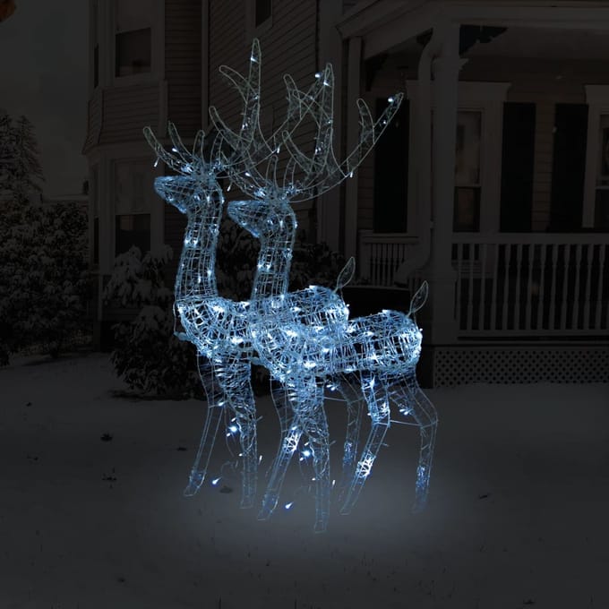 vidaXL Kerstversieringen rendier 2 st 128 cm acryl koudwit
