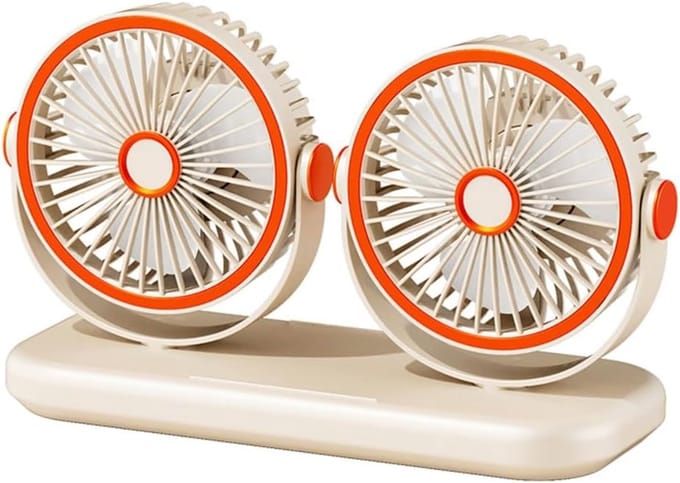 Dubbelkoppige Tafelventilator - 3D Luchtstroom - 6 Snelheden - Type C Oplaadbaar