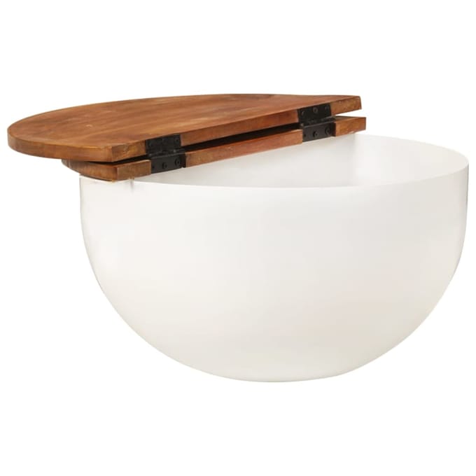 vidaXL - Salontafel - 50x27 - cm - massief - gerecycled - hout - wit