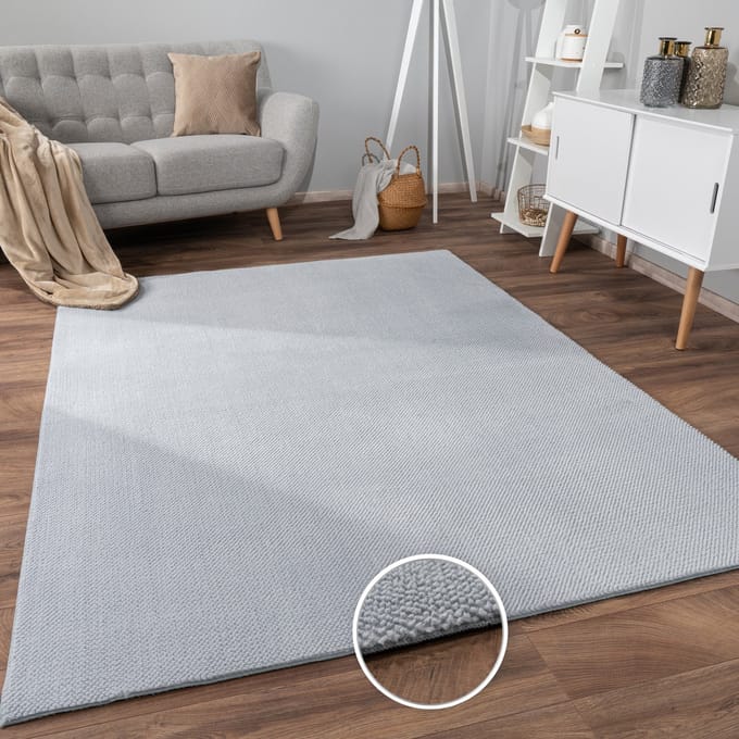 Flycarpets Laagpolig Effen Vloerkleed Sevaria - Grijs